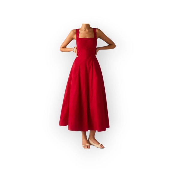Commense Dresses & Skirts - New commense Red Maxi Dress Square Neck Lace-Up Corset Back Size large